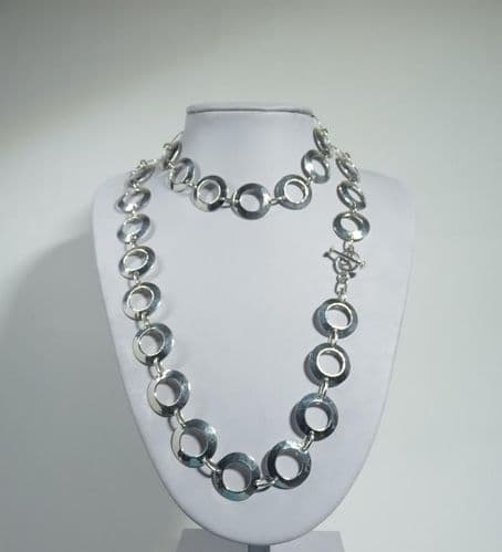 Copy of 925 Sterling Silver Solid Longer Necklace - Hammered Finish Links- Exclusive